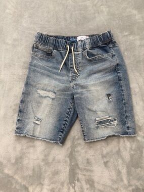 Old Navy Boys Slim Built-In Tough Distressed Denim Shorts, Size L (10-12)